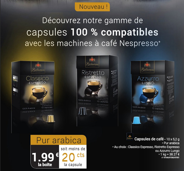 Achat de capsules de café compatibles avec les machines Nespresso