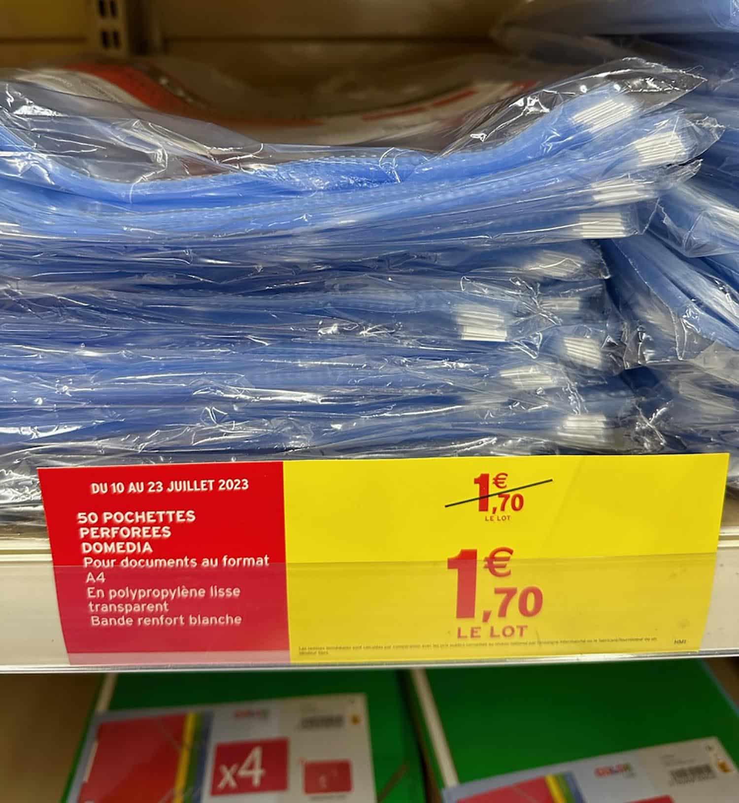 AUCHAN Lot de 50 pochettes plastiques perforées lisses A4 pas cher 